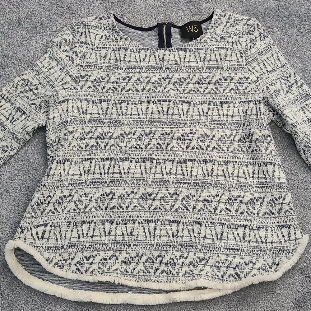 Blue/White Woven Top